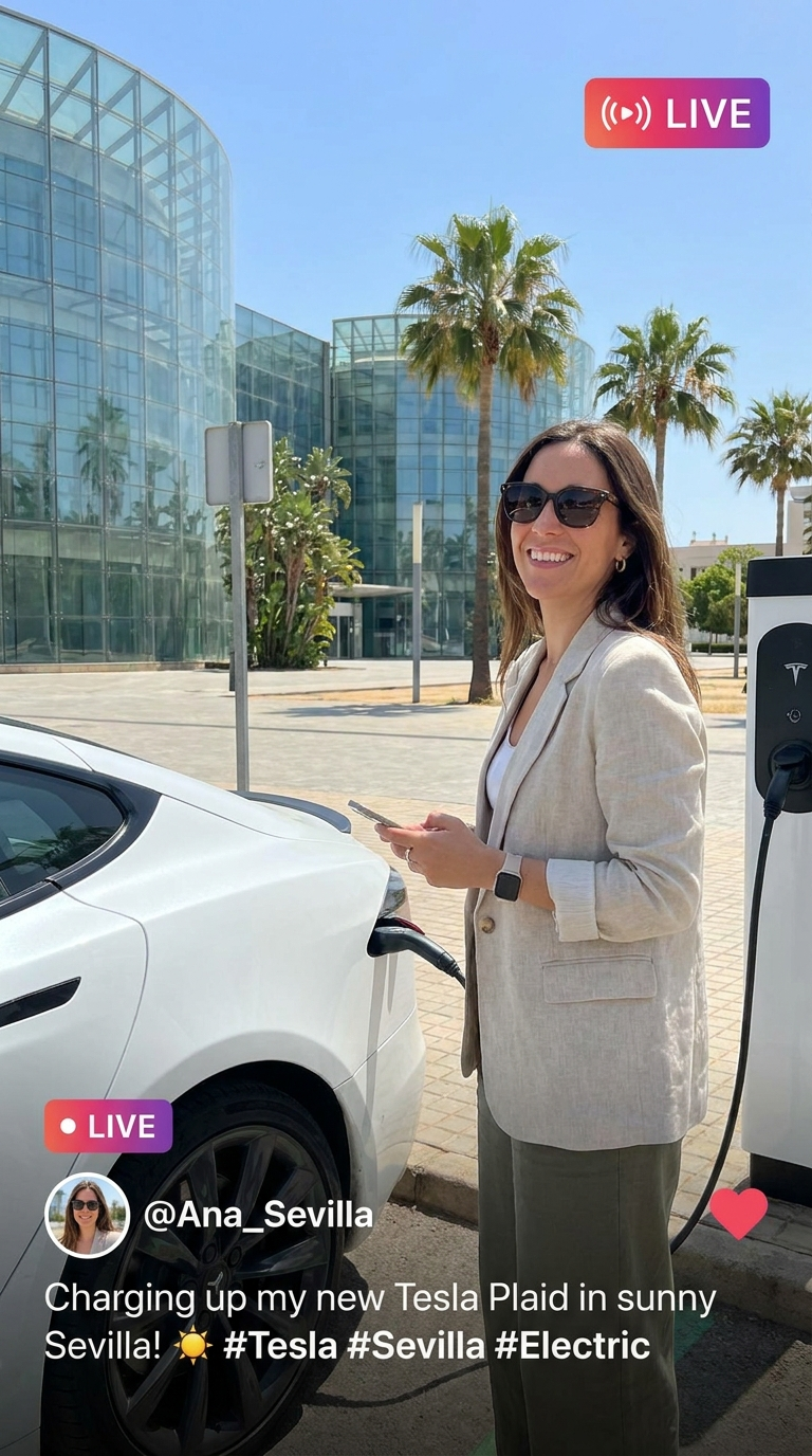 Ana Belén Gil con su Tesla Model S Plaid