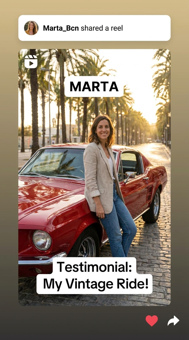 Marta Domínguez con su Ford Mustang 1967